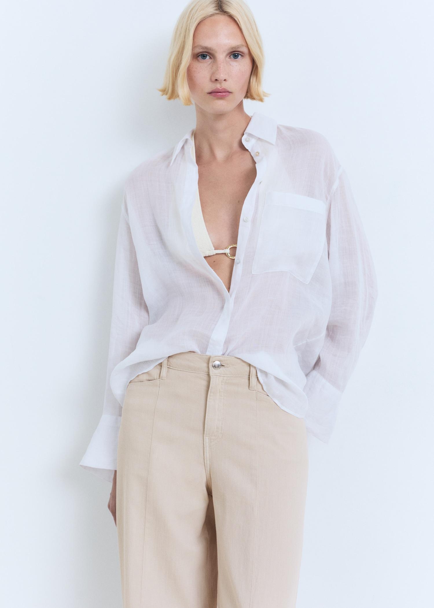 Straight-fit mid-rise denim pants - Women | MANGO USA Product Image