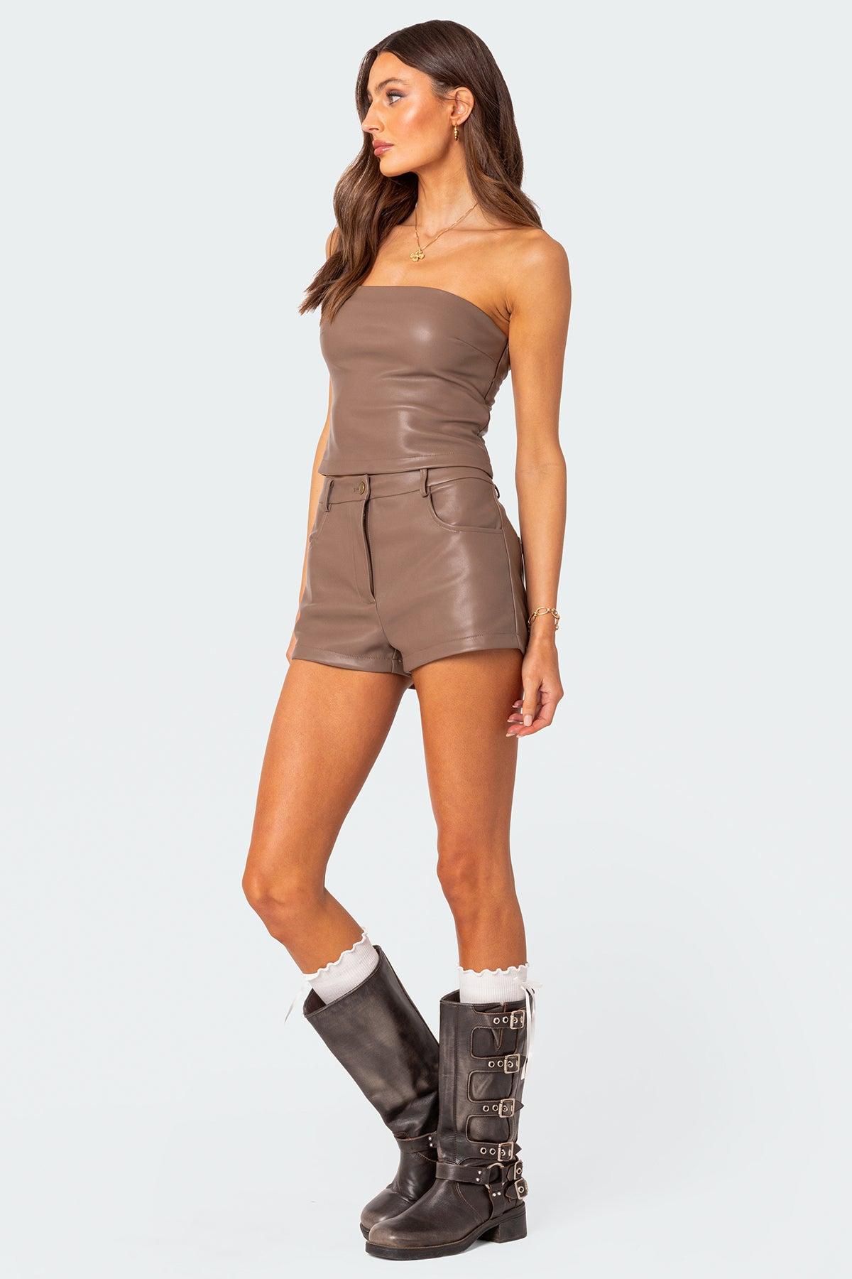 Martine Faux Leather Tube Top Product Image