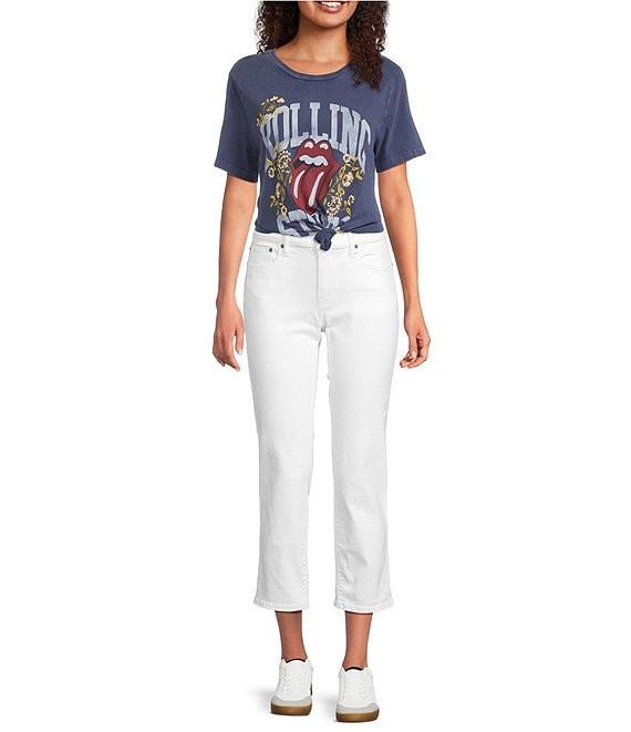 Lucky Brand Knit Rolling Stones Crew Neck Short Sleeve Boyfriend Tee Product Image