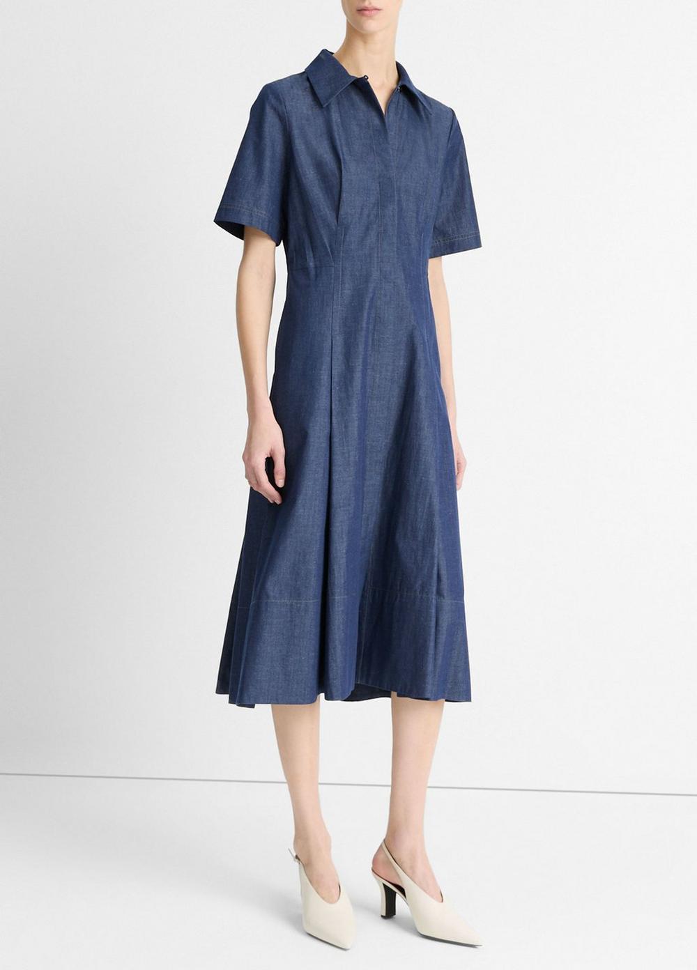 Cotton-Blend Denim Shirt Dress Product Image