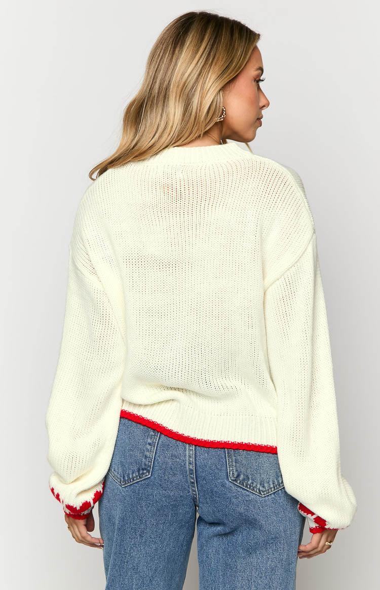 Norva White Heart Sleeve Sweater Product Image