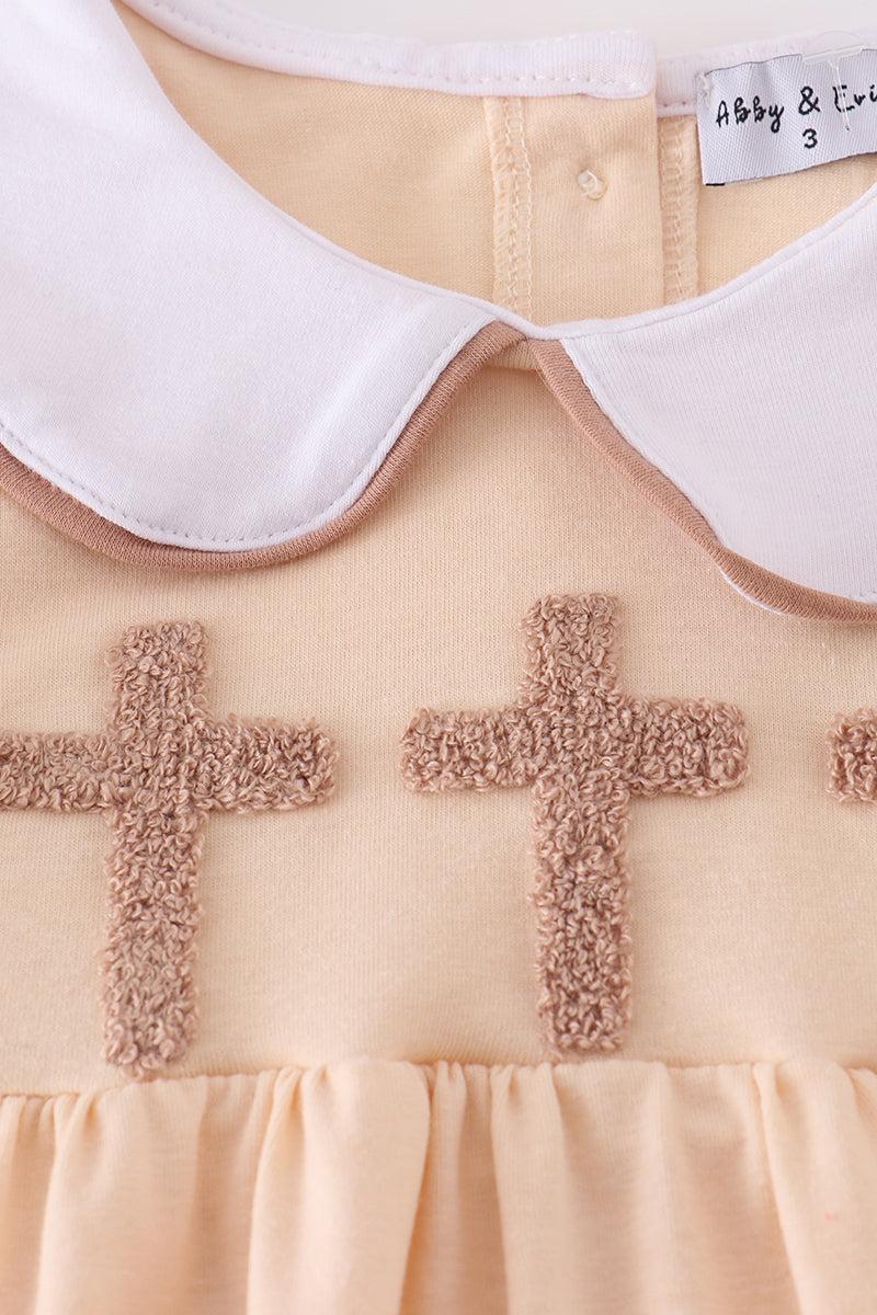 Cream cross french knot dress Product Image