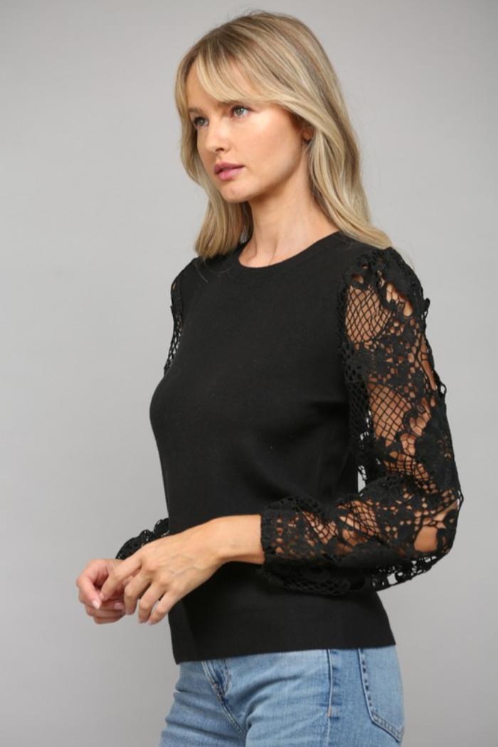 Lace Sleeve Sweater Product Image