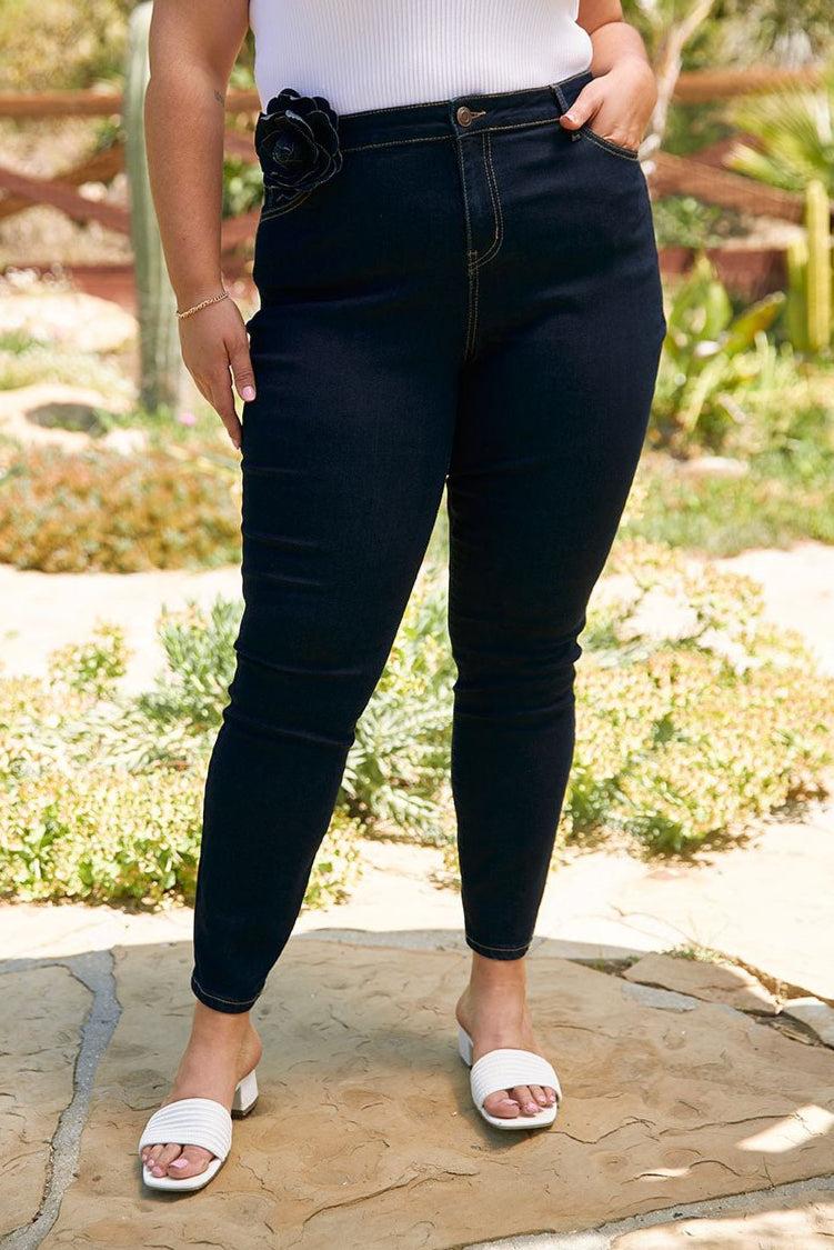 Westport 5 Pocket High Rise Rosette Skinny Jeans - Plus Product Image