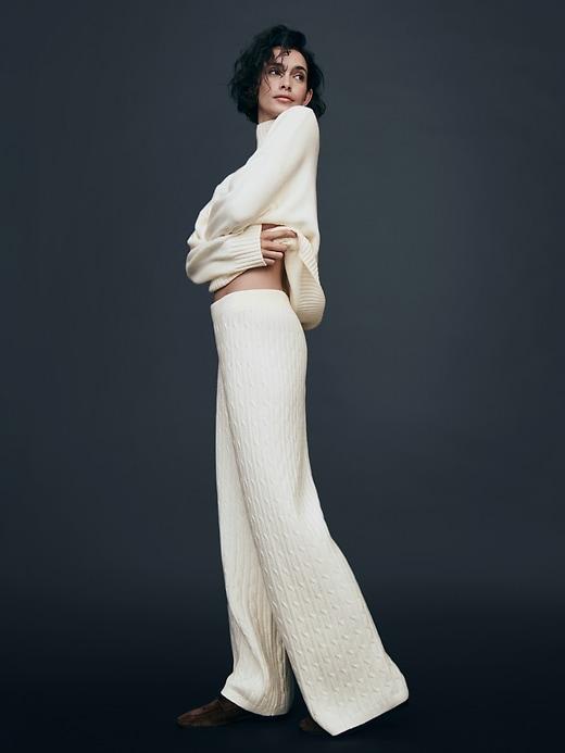 CashSoft Cable-Knit Sweater Pants Product Image