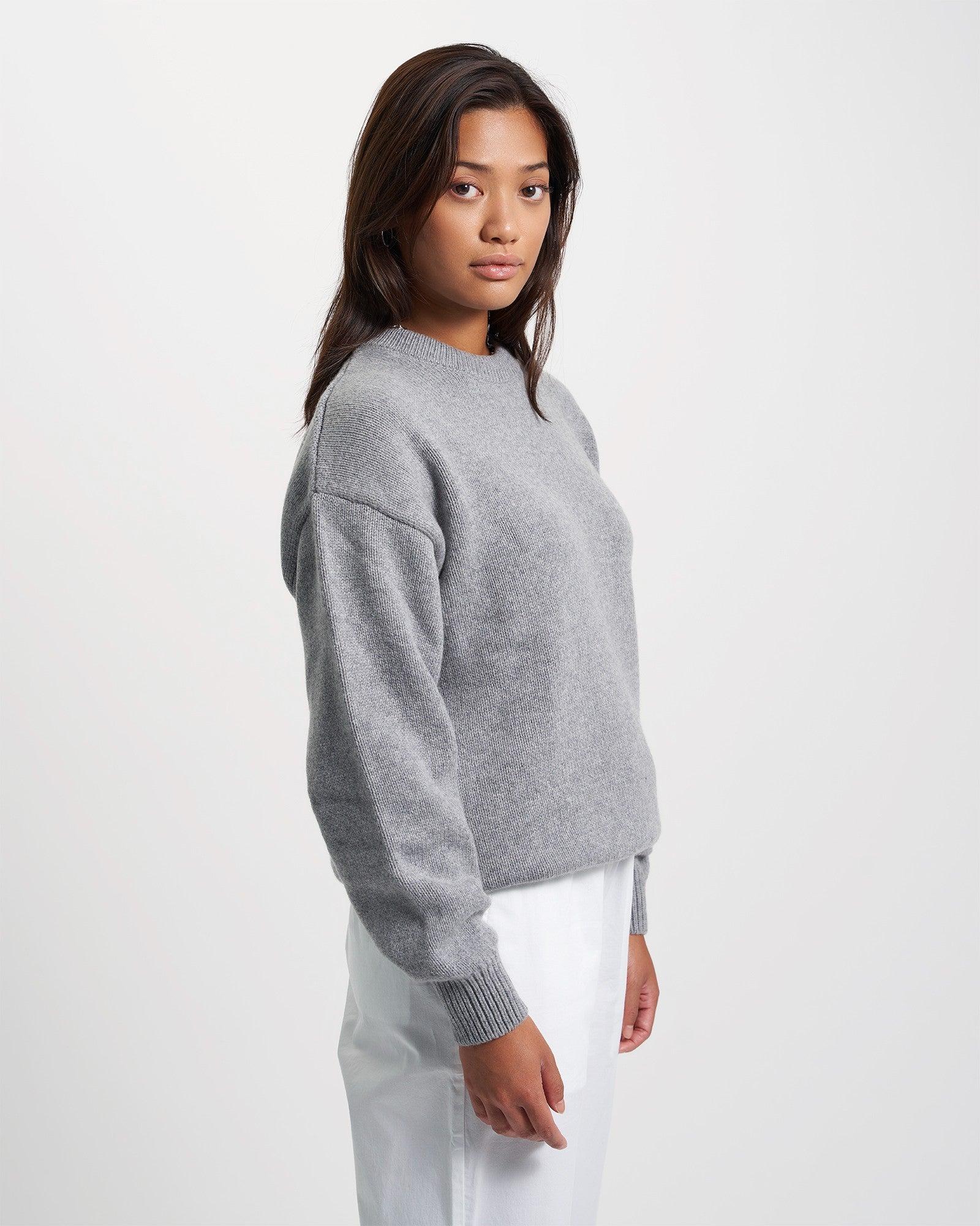Oversized Merino Wool Crew - Warm Taupe Product Image