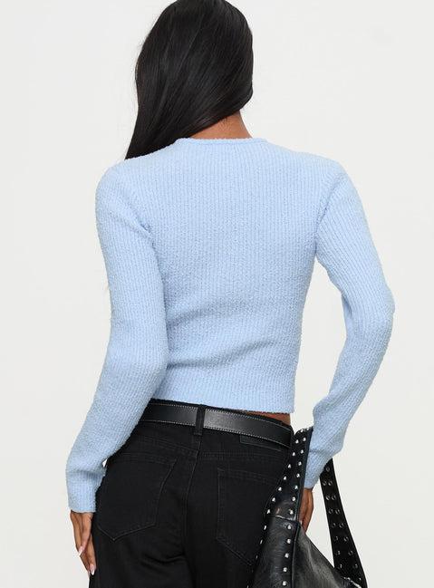 Suzu Long Sleeve Knit Top Blue Product Image
