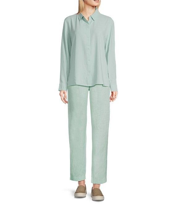 Eileen Fisher Organic Linen High Waist Tapered Ankle Pants Product Image