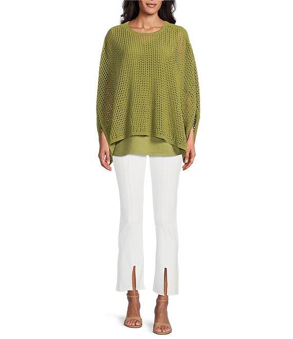 Slim Factor by Investments Morgan Boat Neck 3/4 Sleeve Lined Crochet Twofer Top Product Image