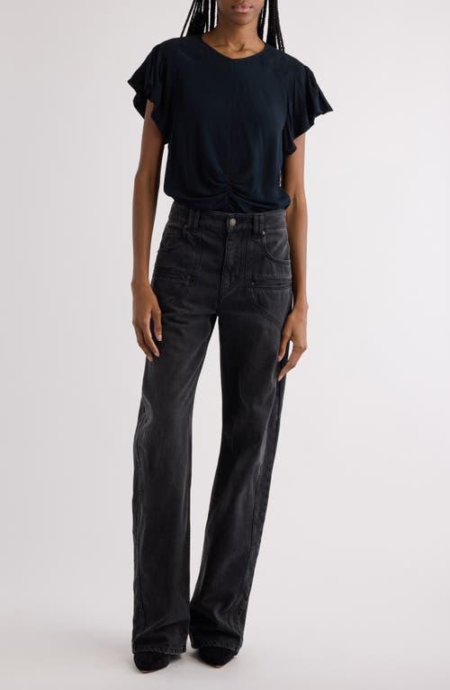 ISABEL MARANT Tullya Viscose Ruched Detail T-shirt In Black Product Image