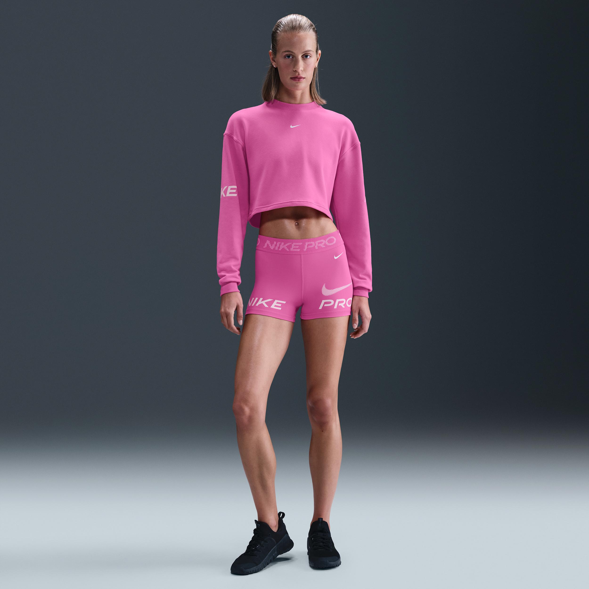 Womens Nike Pro Dri-FIT Loose Crew-Neck French Terry Sweatshirt | HV3591-675 Product Image