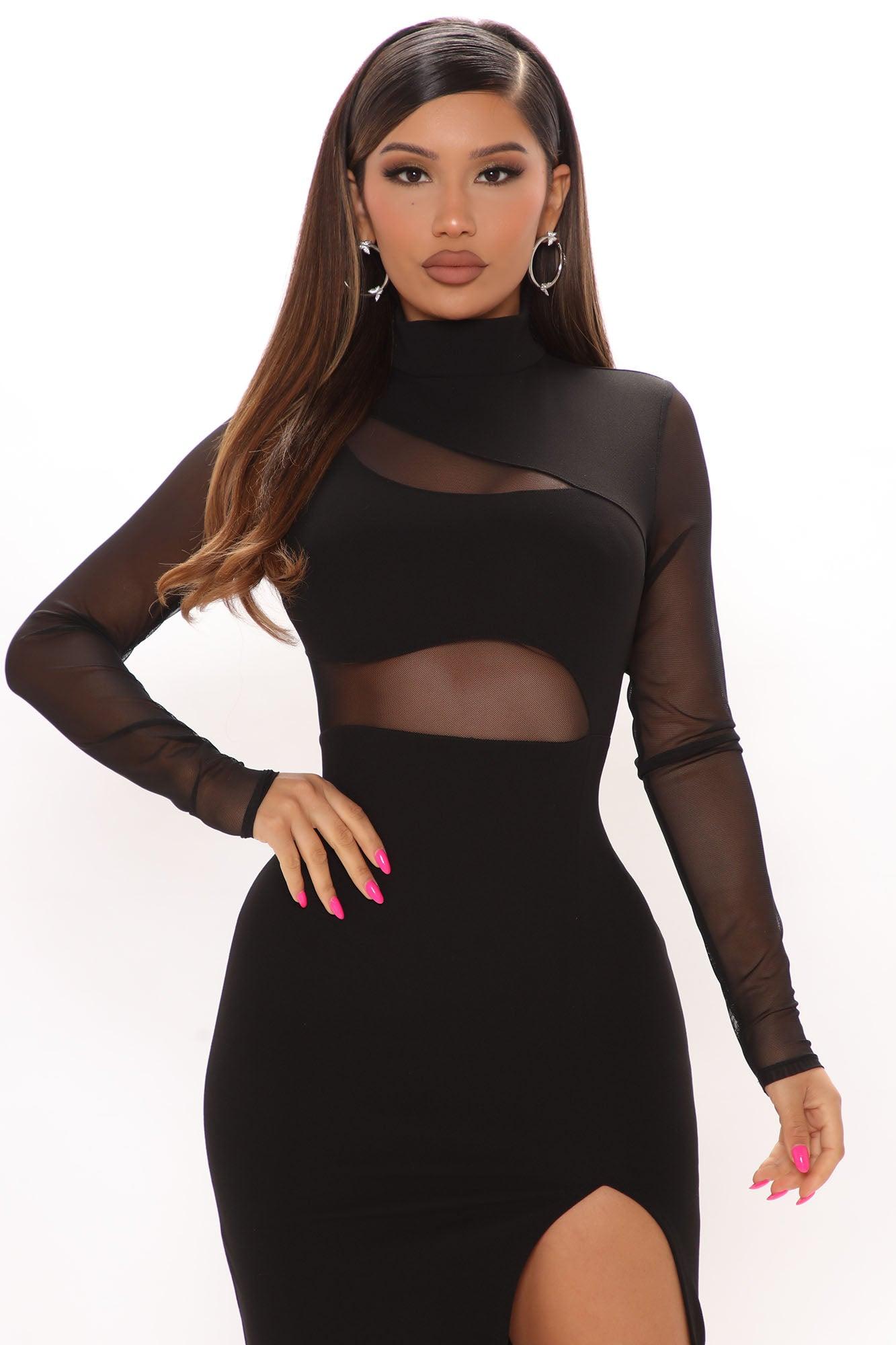 Fallen Angel Mesh Midi Dress - Black Product Image