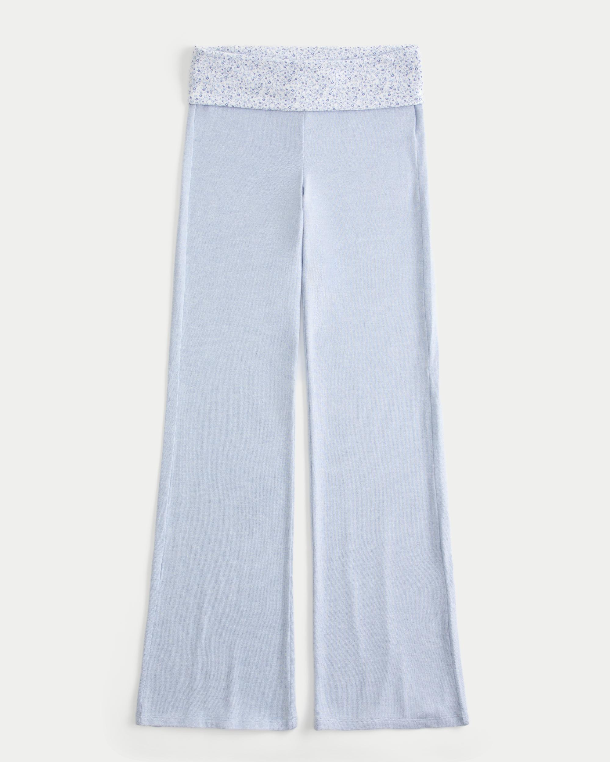 Foldover Waist Knit Flare Pants Product Image