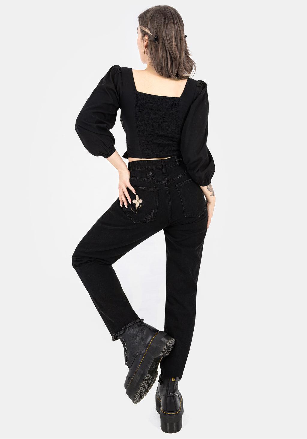 Larissa Hand Embroidered Smocked Puff Sleeve Top Product Image