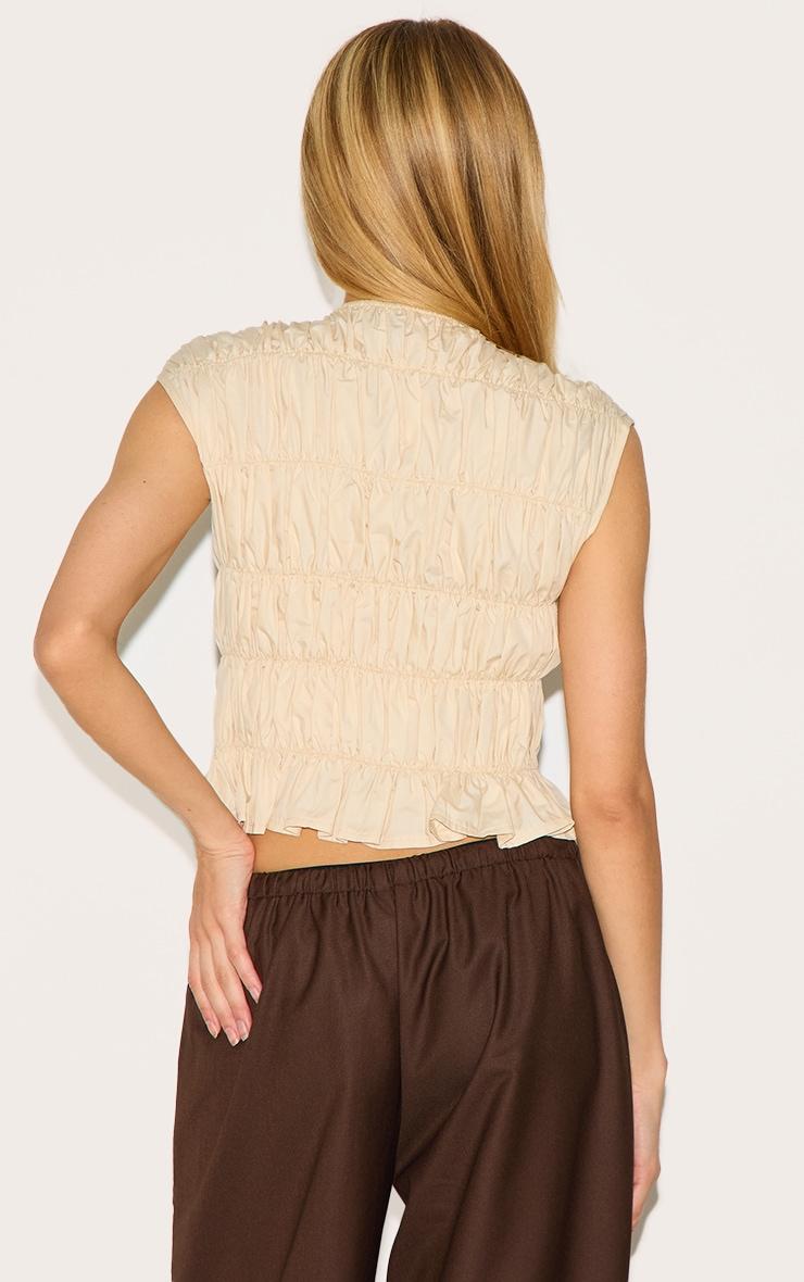 Almond Shirred Boatneck Fitted Top Product Image