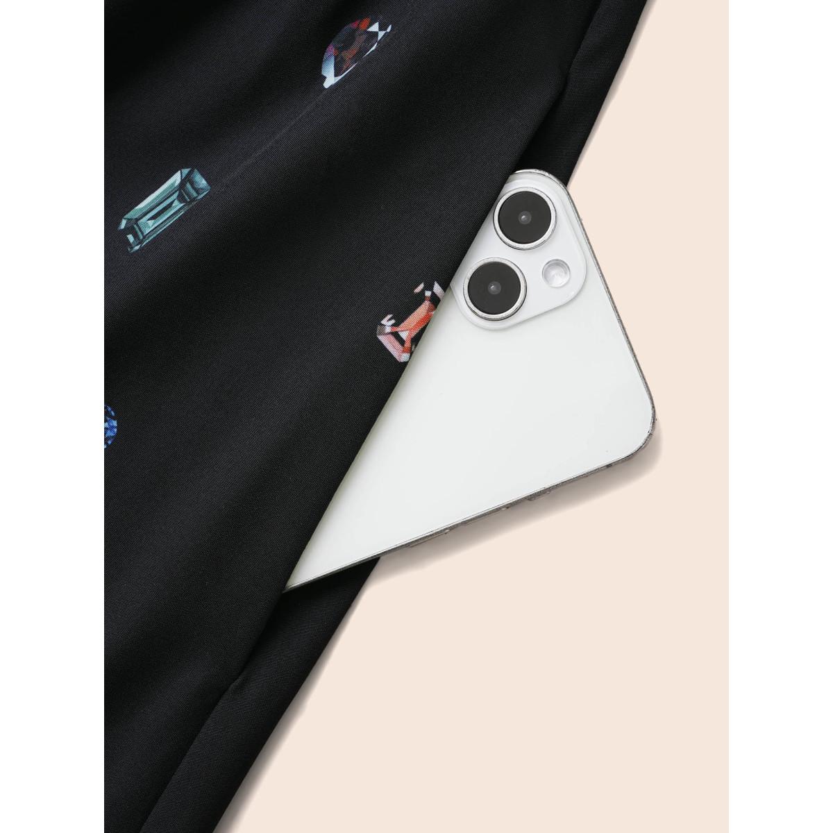 Plus Size Color Diamond Print V Neck Dress Black Women Cocktail Non Party Curvy Bloomchic 10/M Product Image