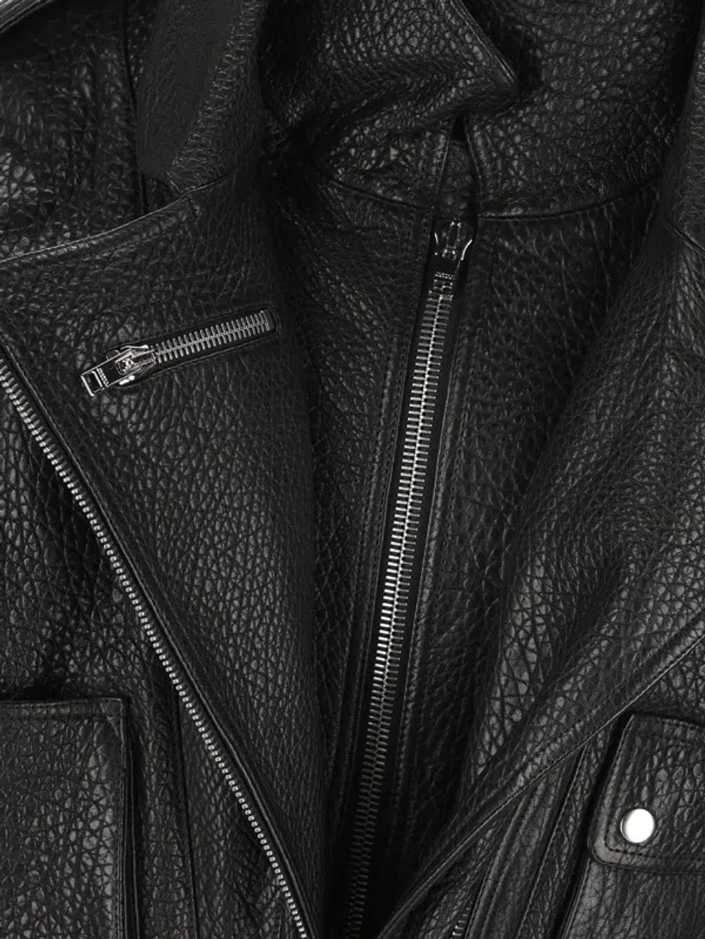 ISABEL MARANT Aneli Double-collar Leather Bomber Jacket In Black Product Image