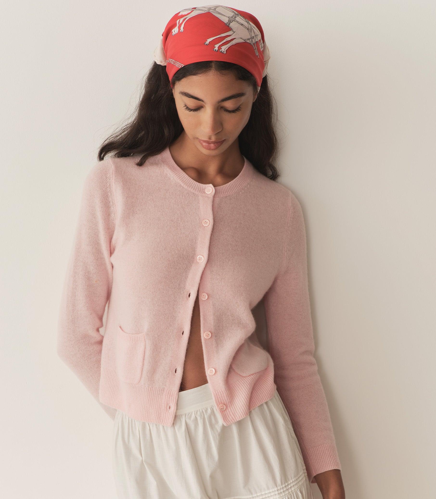 FREYA CASHMERE CARDIGAN -- ROSEWATER Product Image