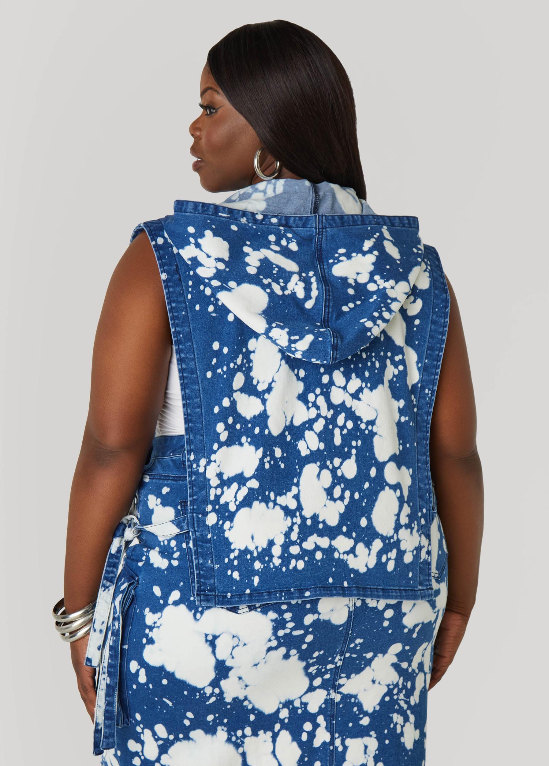 Plus Size Bleach Denim Vest Ashley Stewart Product Image
