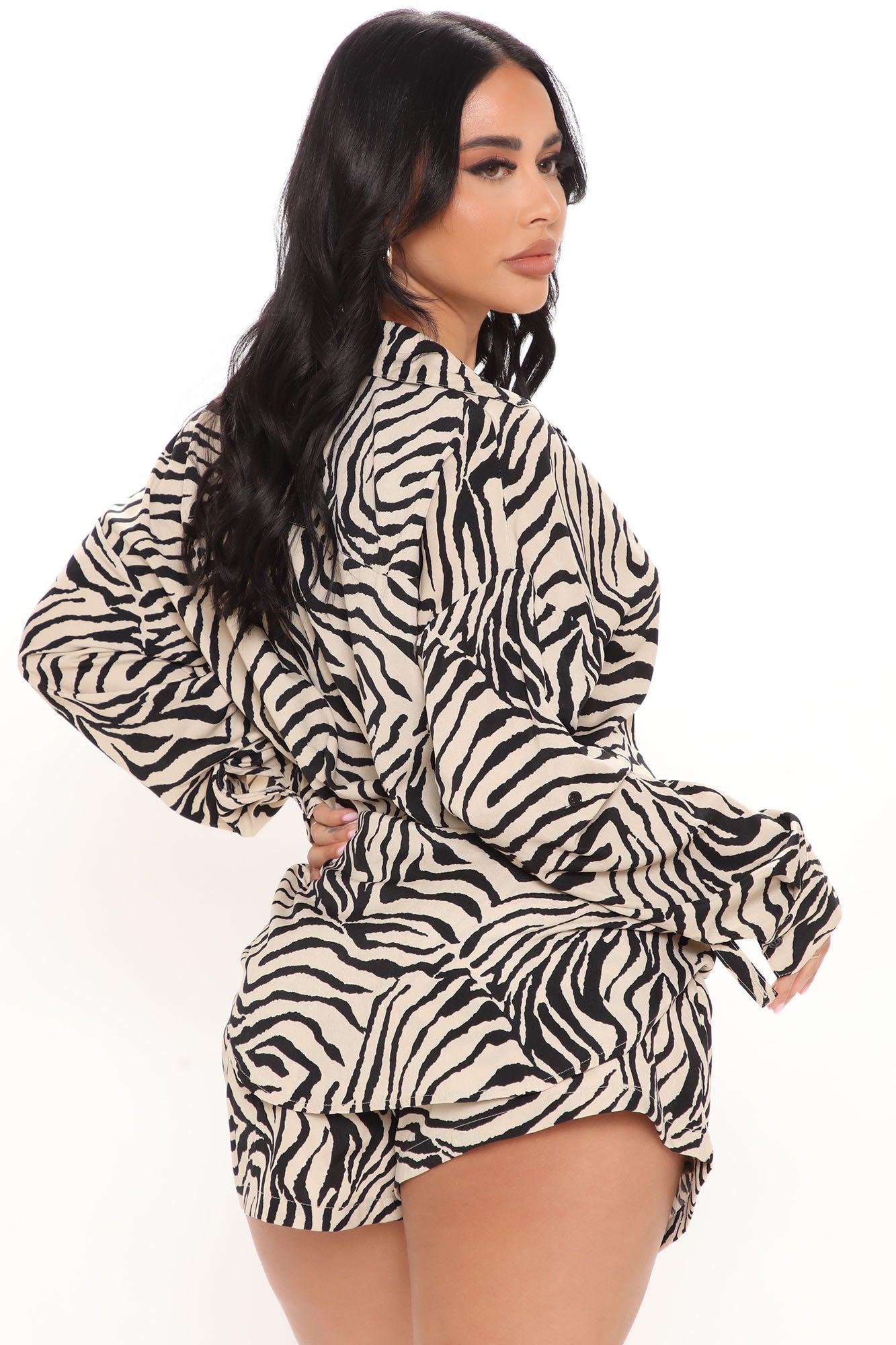 She's A Beast Zebra Short Set - Taupe/combo Product Image