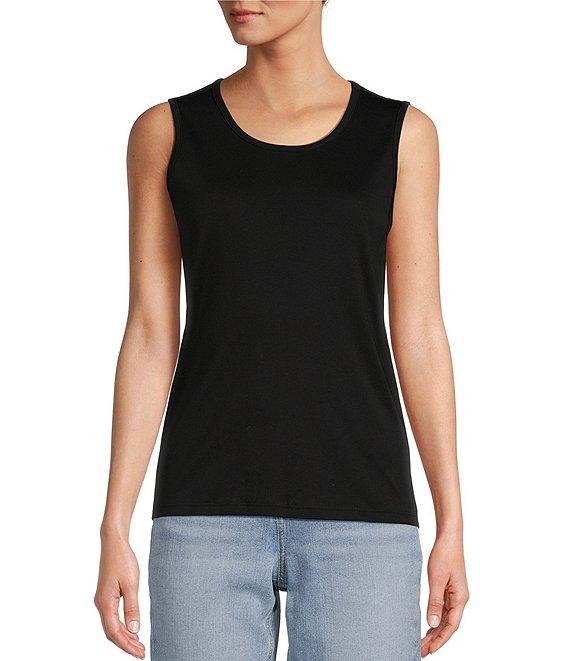 L.L.Bean Pima Cotton Crew Neck Sleeveless Knit Tank Top Product Image