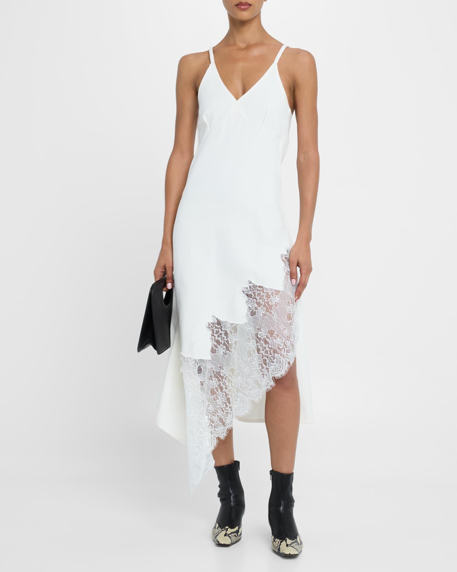 Strappy Denim and Lace Midi Dress Product Image
