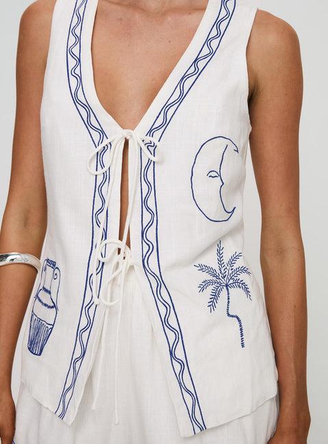 Sun And Palm Trees Vest Set White / Blue Product Image