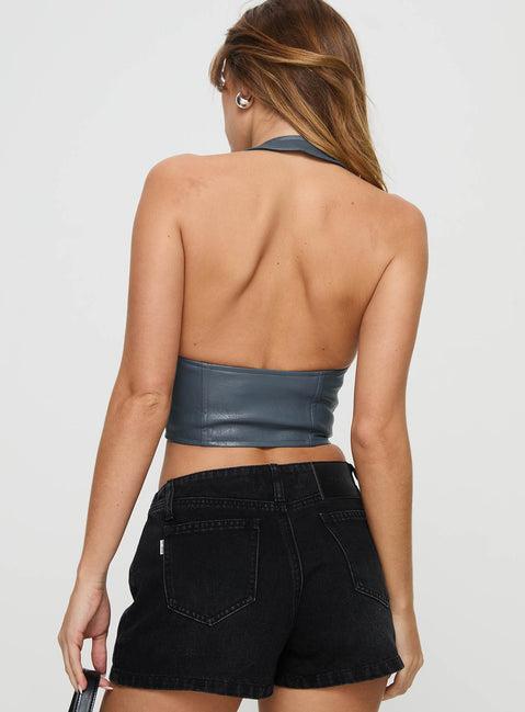 Palladia Faux Leather Jordy Corset Navy Product Image