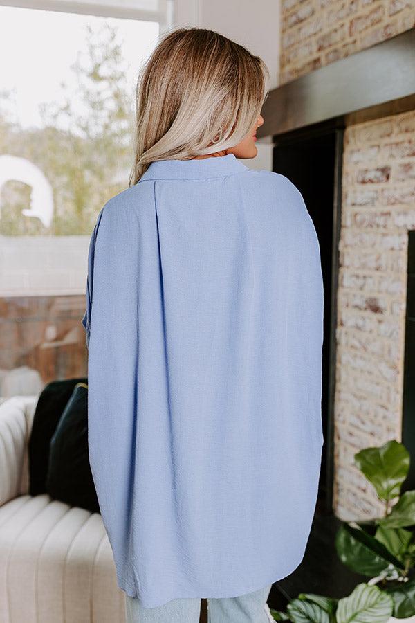 Destined For Decadence Button Up In Sky Blue Product Image