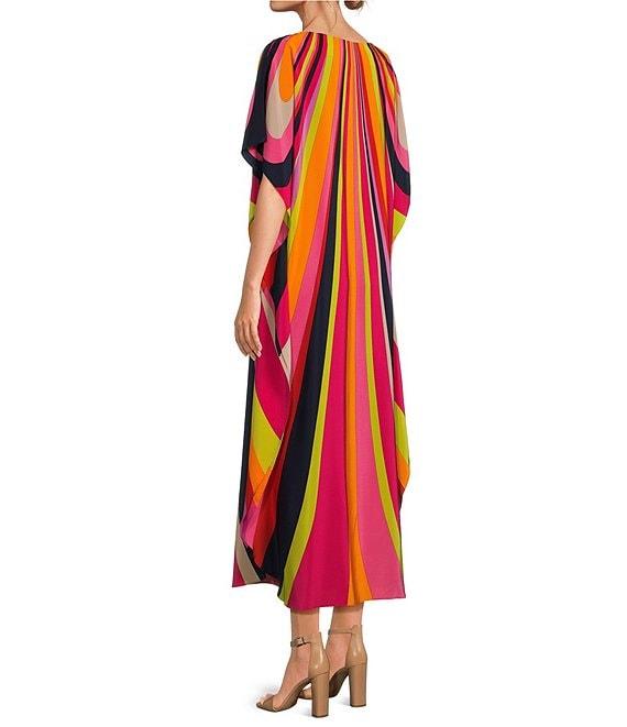 Trina Turk Jalani Boat Neck Stripe Print Maxi Caftan Dress Product Image