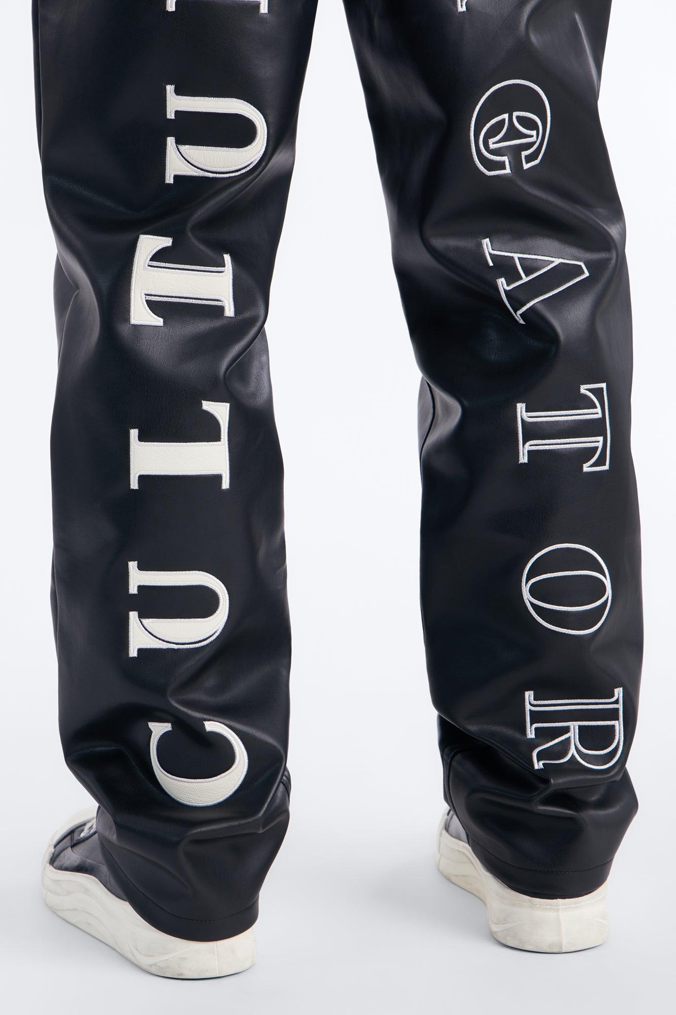Straight Culture Creator Slit Faux Leather Pant - Black Male Product Image