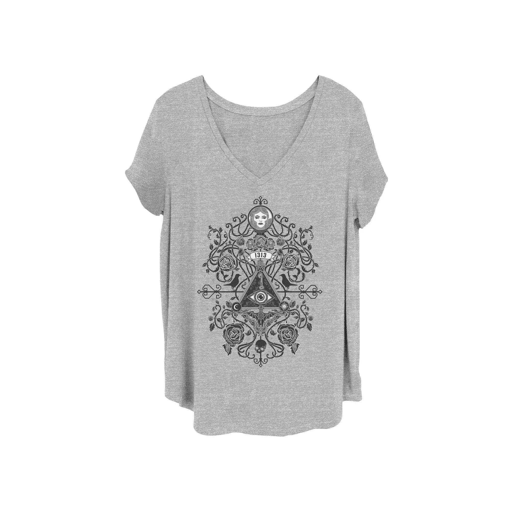 Disney's The Haunted Mansion Women's 1313 Symbols V-Neck Tee, Girl's,  Product Image