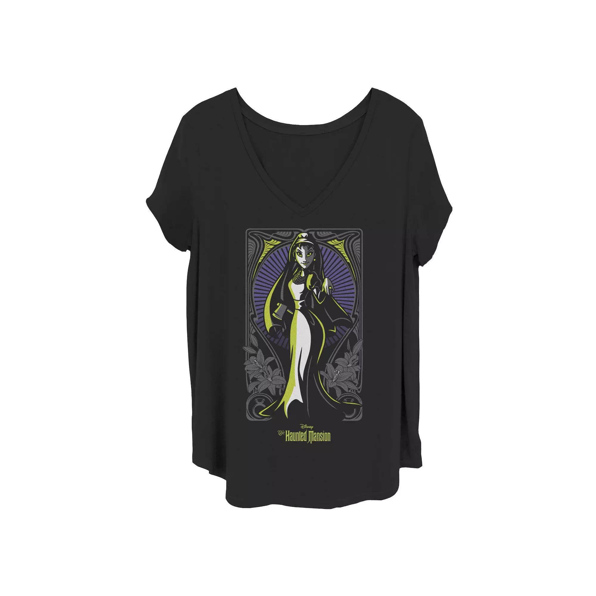Disney's The Haunted Mansion Women's Bride Nouveau Portrait V-Neck Tee, Girl's, Size: 3XL, Black Product Image