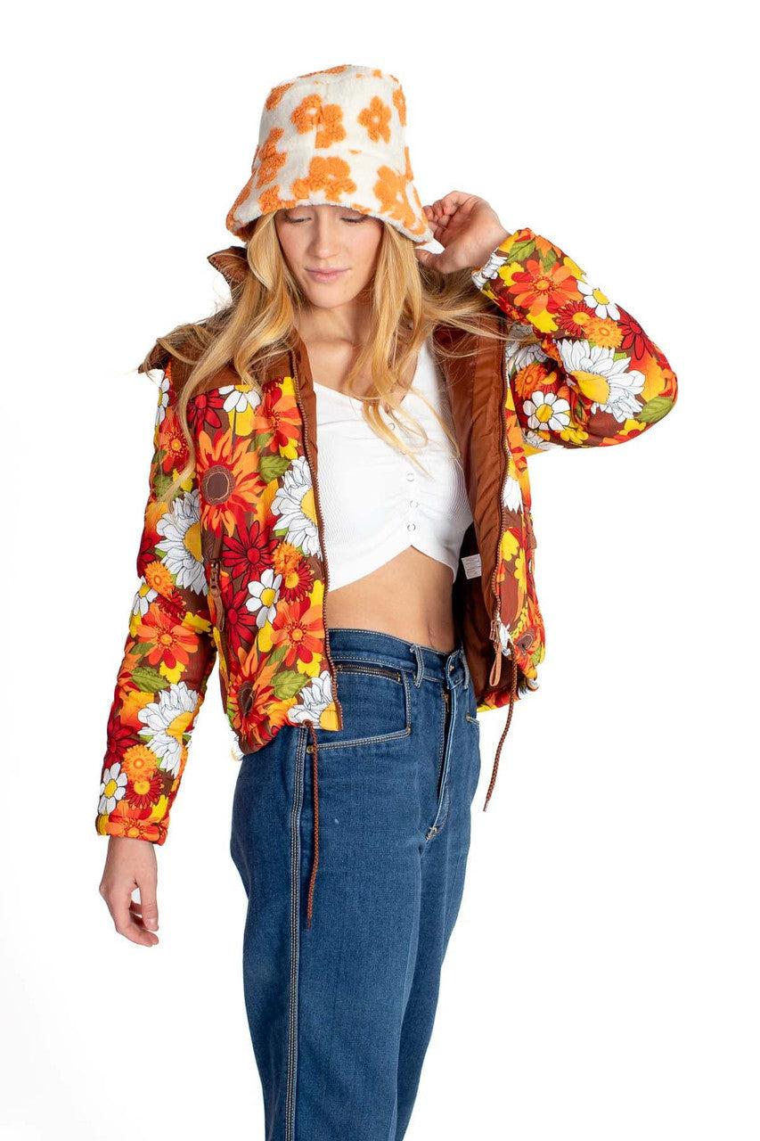 Retro Floral Puffer Jacket Product Image