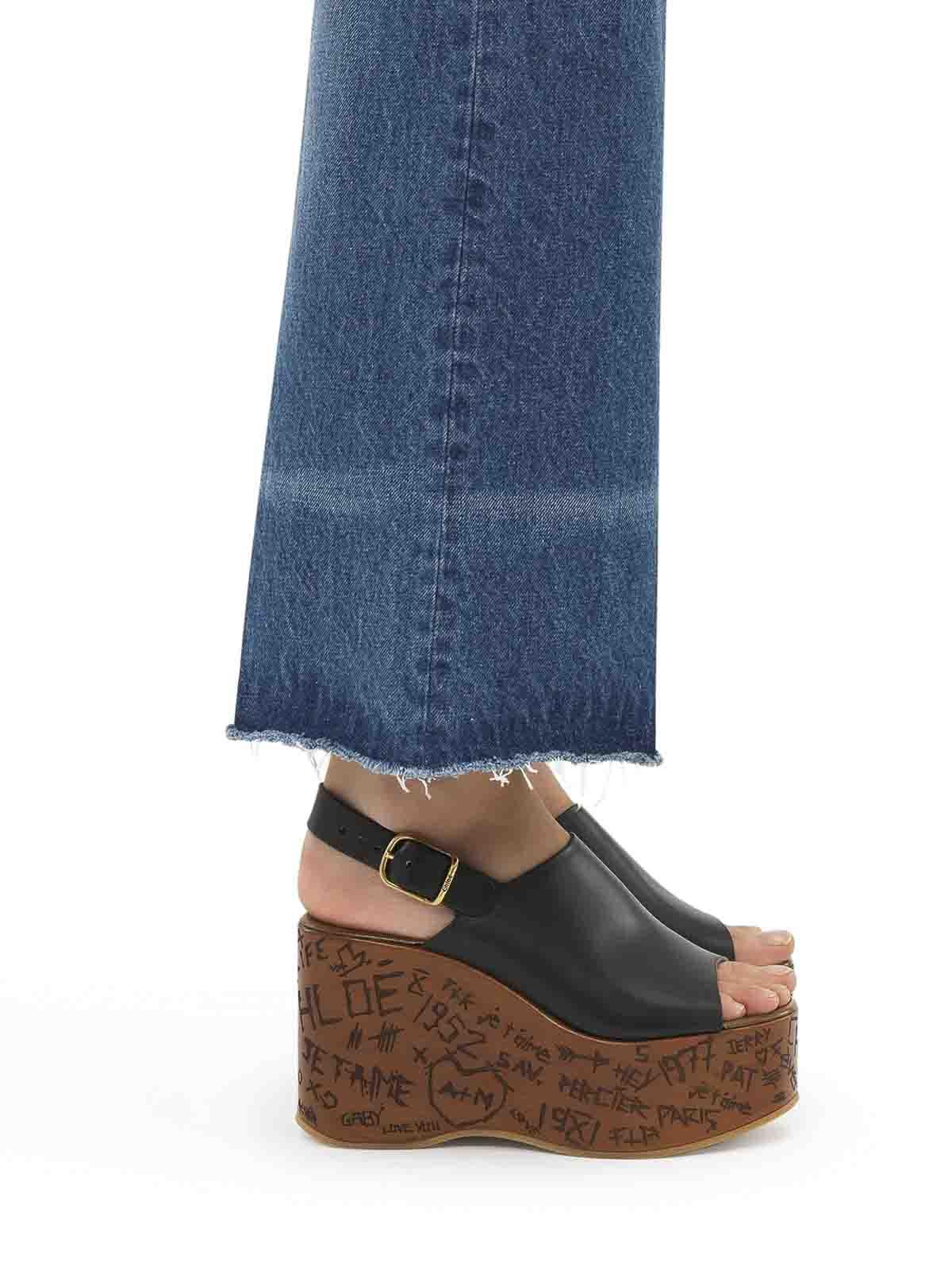 CHLOÉ Maxime Leather Slingback Platform Wedge Sandals In Black Product Image