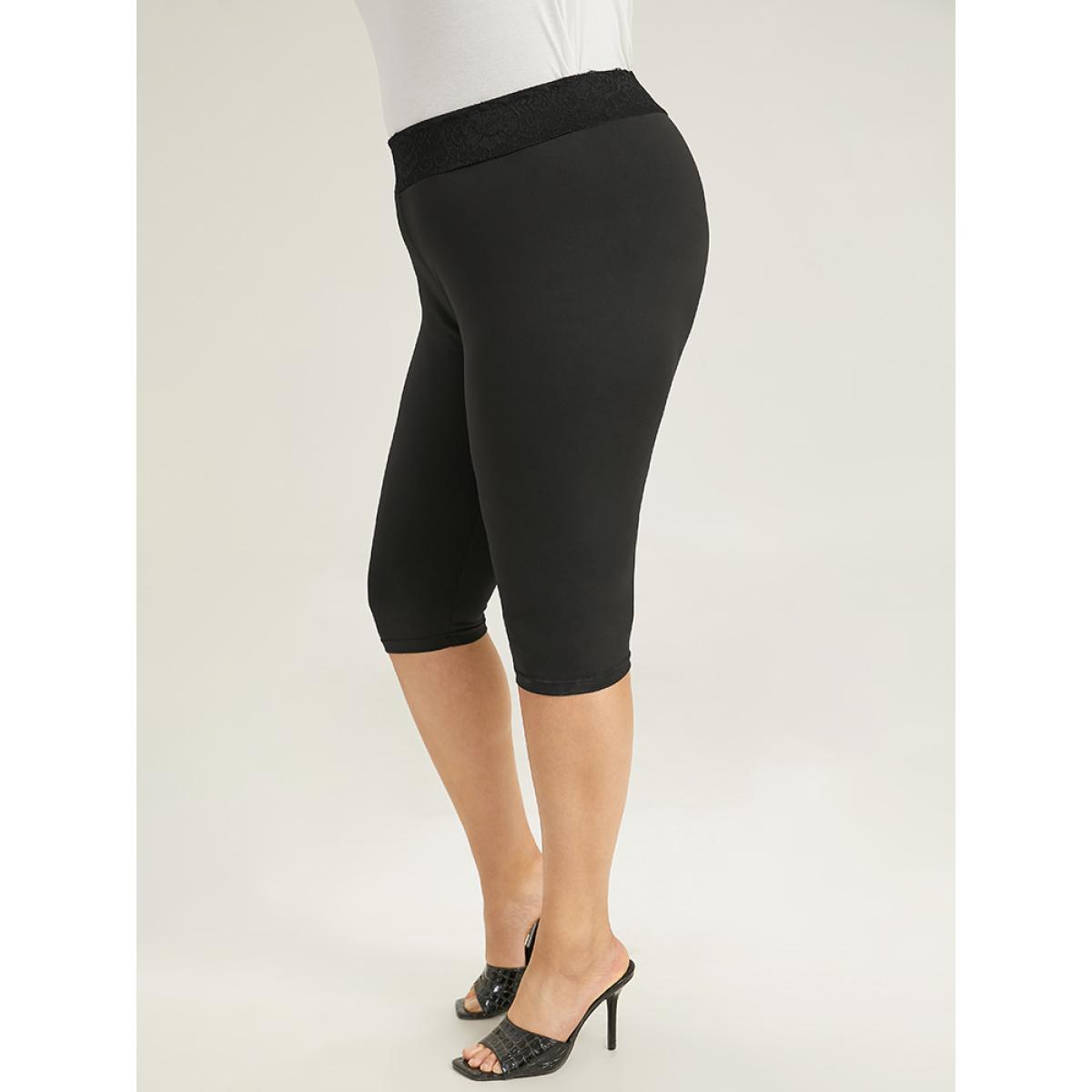 Plus Size High Rise Crochet Lace Skinny Leggings Women Black Elegant High stretch Skinny High Rise Dailywear Leggings BloomChic 10/M Product Image