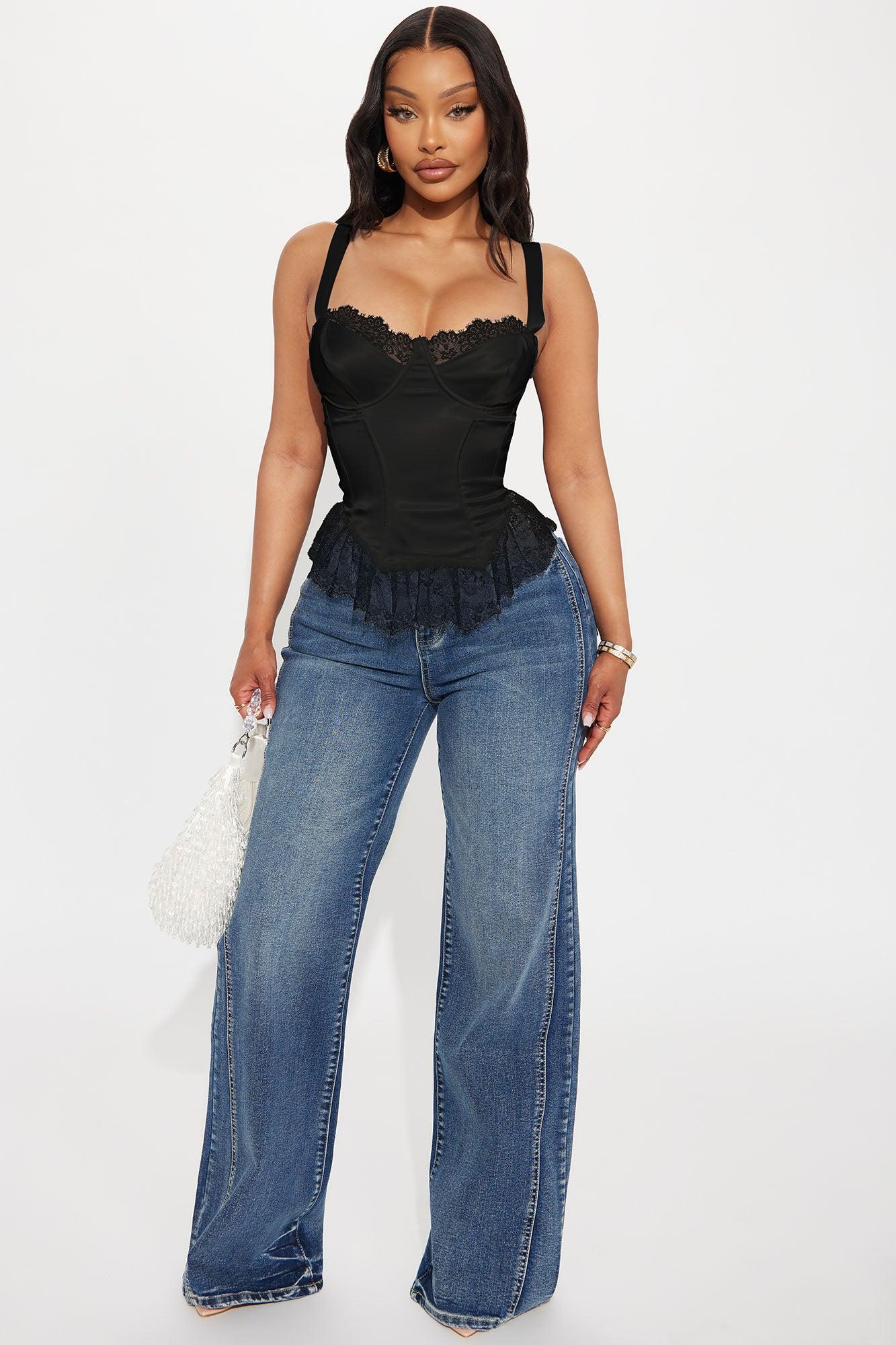 Timeless Temptation Satin Corset Top - Black Female Product Image