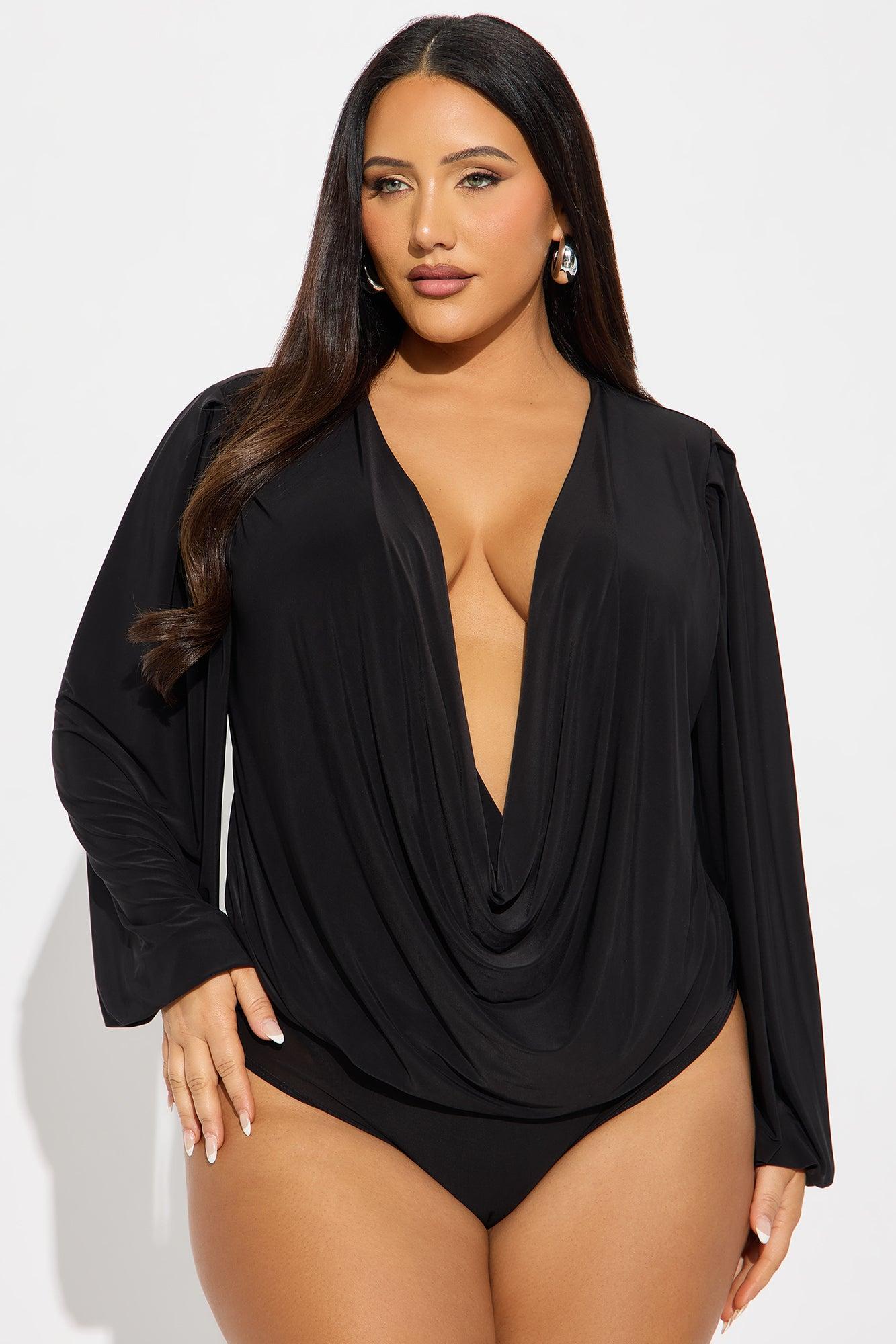Scarlet Cut Out Mock Neck Bodysuit - Black Female Product Image