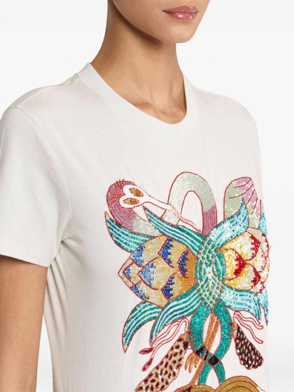embellished floral-print T-shirt Product Image