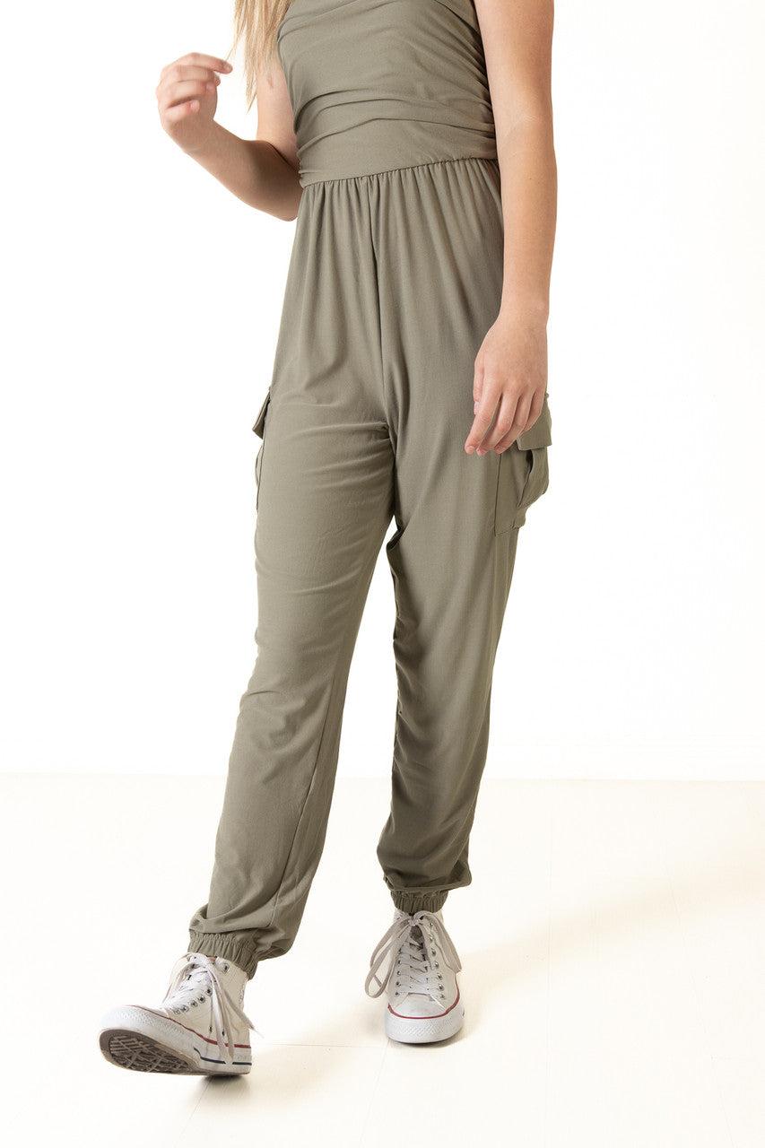 Olive Tube Cargo Jumpsuit Product Image
