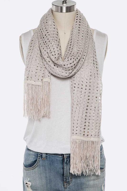 Lurex Tassel Cotton Blend Large Shawl Scarf Product Image