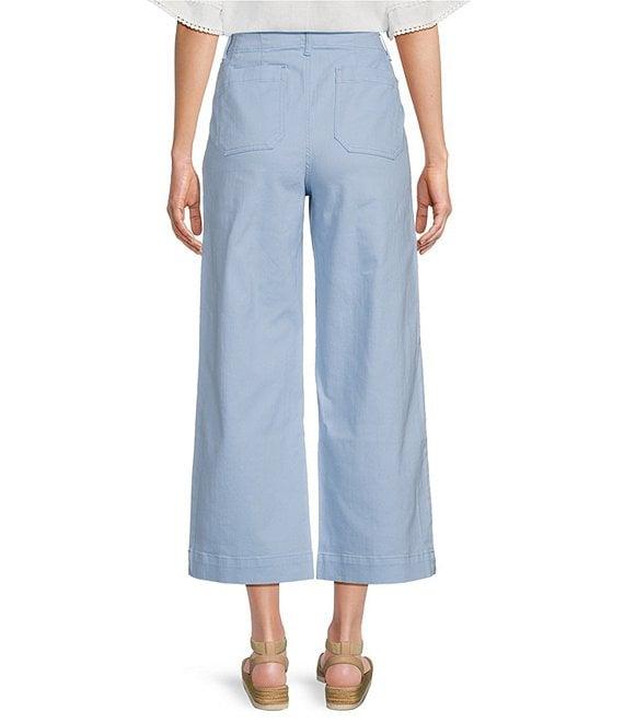Code Bleu Hollywood Waist High Rise Wide Leg Patch Pocket Cropped Jeans Product Image