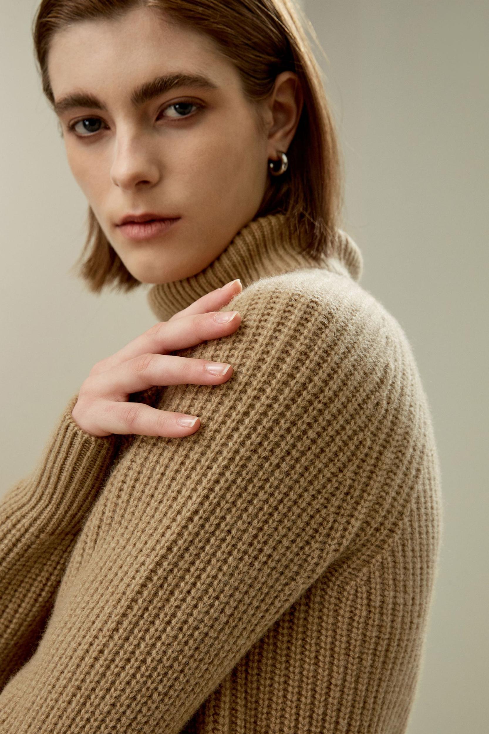 Cashmere Textured Turtleneck Sweater Product Image