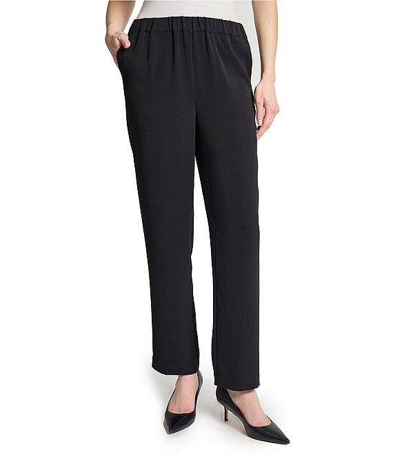 Ming Wang Crepe De Chine Straight Leg Pants Product Image