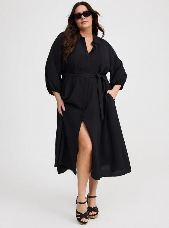 Collared Tie-Front Shirt Dress Product Image