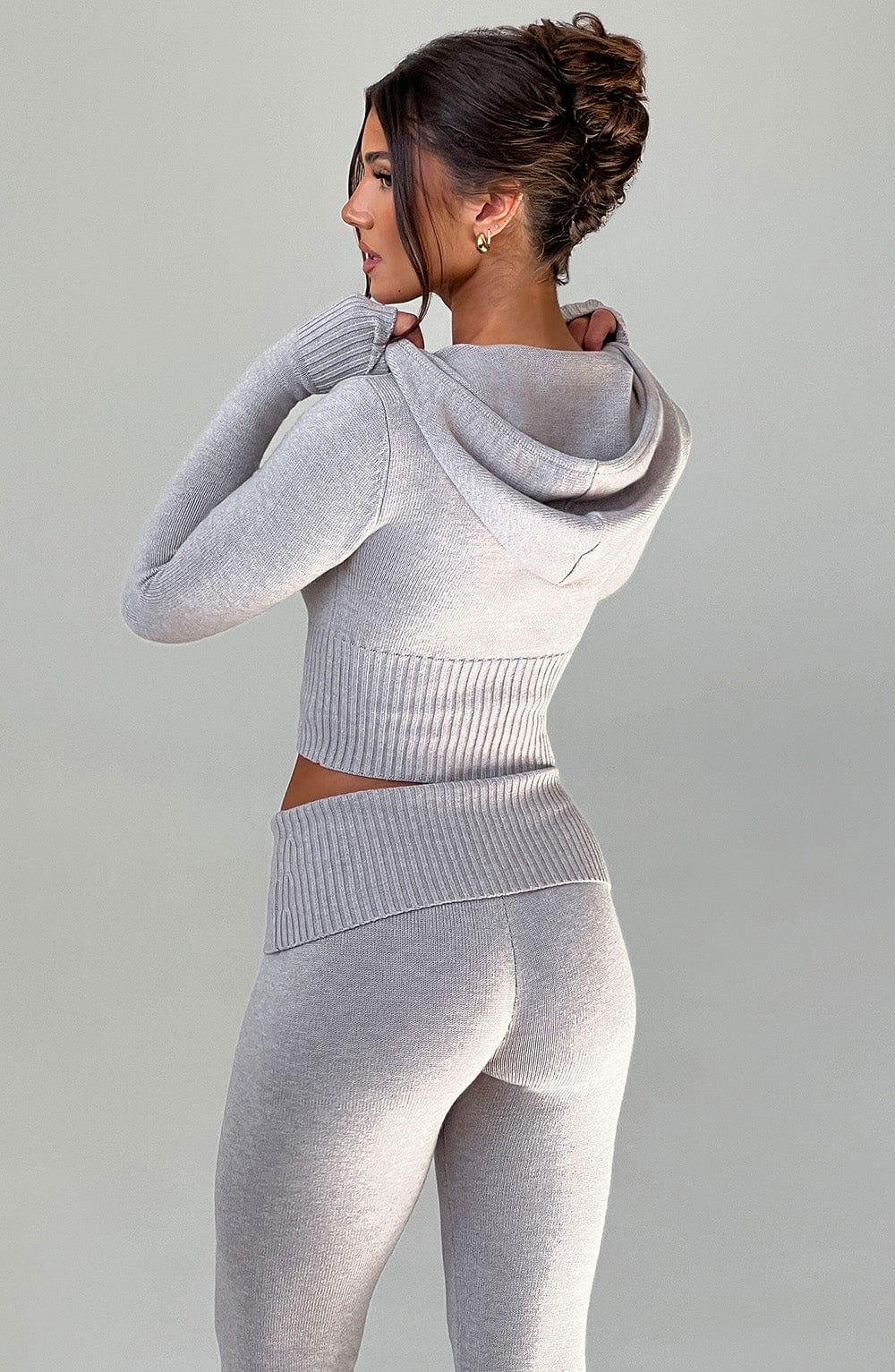 Portia Knit Hoodie - Light Grey Marl Product Image