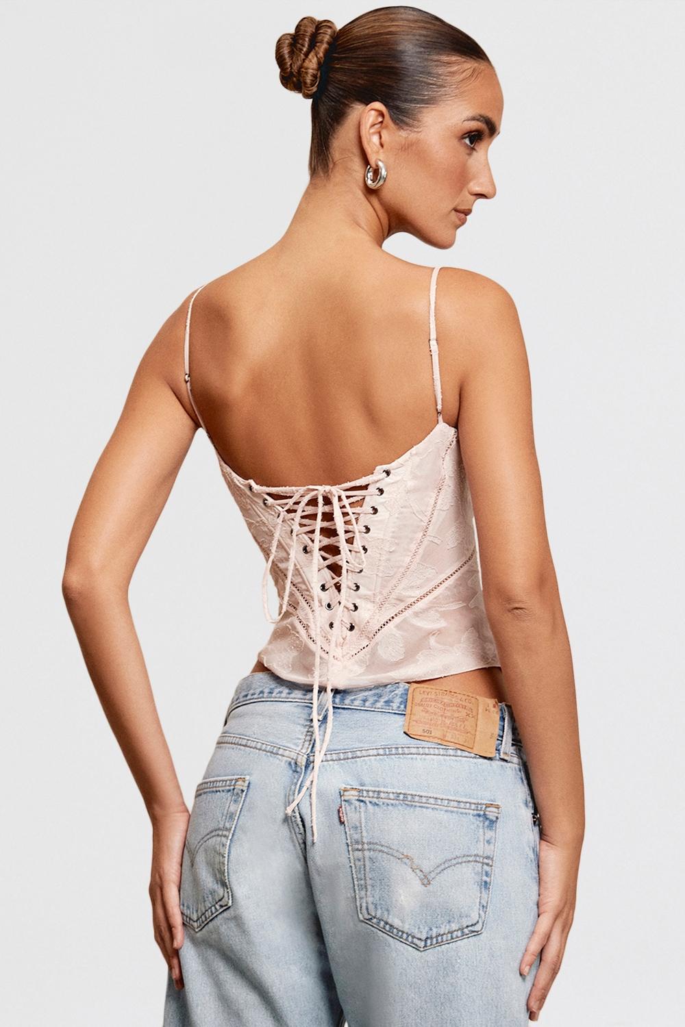 Lisette  pink floral lace camisole Product Image