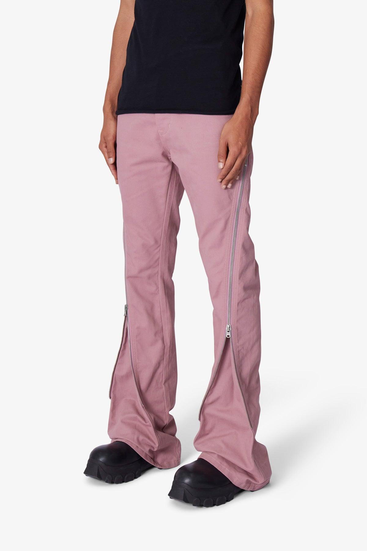 D519 Zipper Flare Denim - Pink Product Image