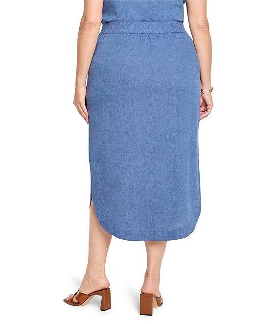 NIC + ZOE Plus Size Rumba Linen Blend High Rise A-Line Midi Skirt Product Image