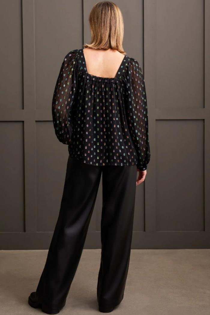 Shiny Square Neck Lined Blouse Product Image